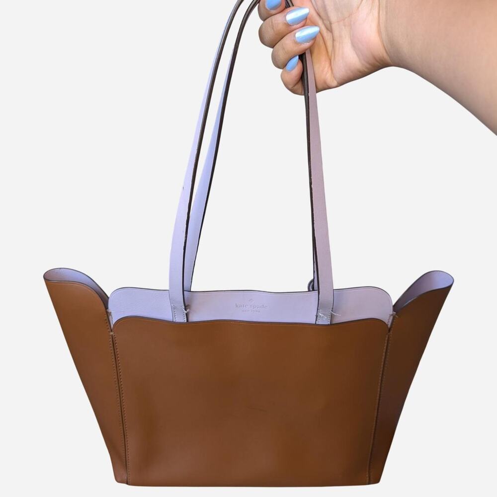 Kate Spade Magnolia Street Medium Double Pocket Tote Gingerbread Lavender